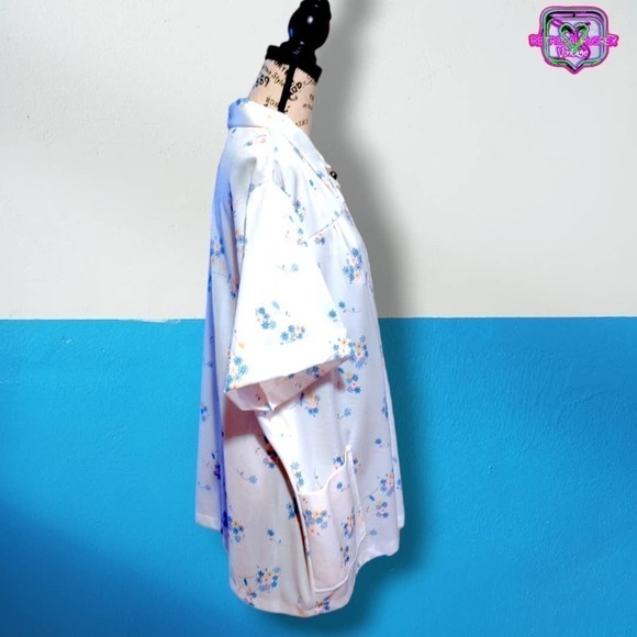 VINTAGE 1970’s Mod Funky Floral Button Up Smock Tent Blouse Plus Size 3x - Picture 4 of 8